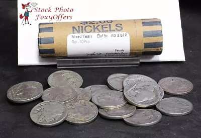 Buffalo Nickel Mixed Years Roll - Average (AG-Btr) (40 Coins) • $19