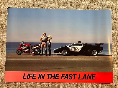 Lamborghini Countach Highway Patrol  Life In The Fast Lane  22 X32” Poster 1990 • $29.12