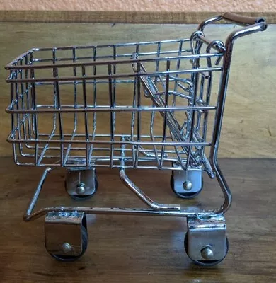 Miniature Grocery Cart Metal Chrome Toy  Approx. 5  X 6  X 4  • $3