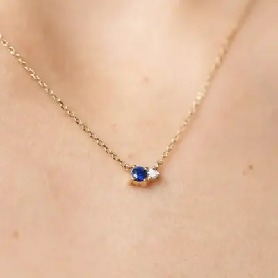 Round Cut Blue Sapphire 0.5Ct Lab Created Women Pendant 14K Yellow Gold Plated • $69.99