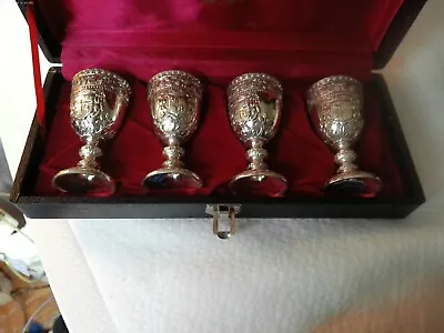 Vintage SilverPlate Crested Mini Goblets For Cordial Or Port  Never Used  • £46.26