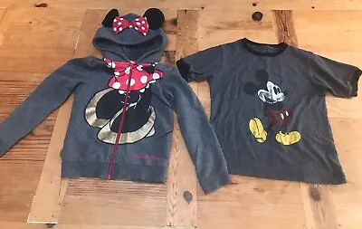 Girls’ Disney Mickey Minnie Mouse Zip Hoodie And T Shirt 7-8 GUC Next DP • £2.99