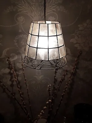 Vintage Laura Ashley Capiz Shell Easy Fit Ceiling Pendant Lightshade~ No Damage  • £12.99