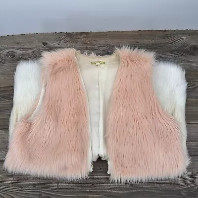 Gianni Bini Women's Pink Ombre Open Faux Fur Lined Sleeveless Vest Size Med • $19.99