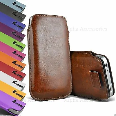 Premium Leather Pull Tab Pouch Case For Apple IPhone XS 8 7 Plus Holster Cover  • £3.98