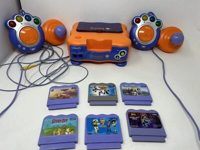 $45 • Buy 6 VTech VSmile TV Learning System Games And 2 Controllers Batman, Spider-Man,