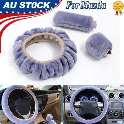 Sheepskin Faux Car Steering Wheel Cover 15in/38cm 3pcs For Mazda For Woman Gift • $17.77