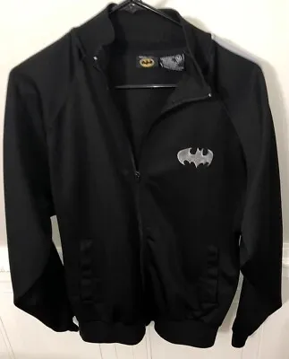 Vintage BATMAN Warner Bros Zip Up 💯 Polyester Jacket Size Medium • $21.49