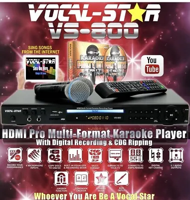 £158.95 • Buy Vocal-Star VS-800 Bluetooth Karaoke Machine, 2 Mics, 150 Songs CDG DVD HDMI A