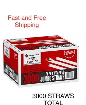 Member's Mark Jumbo Translucent Plastic Wrapped Straws 7.75  (3000 Ct.) • $22.99