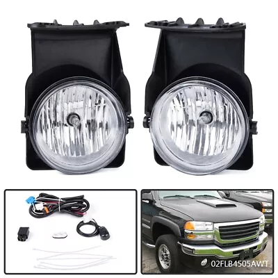 Fits 03-07 GMC Sierra 1500-3500 Clear Lens Fog Lights Lamps Wiring+Switch Kit • $25.92