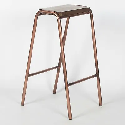 Industrial Science School Lab Copper Style Steel Wooden Bar Stool Pub Cafe • £54.99