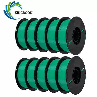 Kingroon 10KG 3D Printer Filament PLA 1.75 Mm Lot Bundle Spool 10 Roll 1KG Green • $149.88