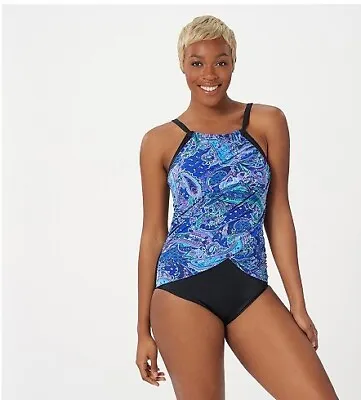 DreamShaper Miraclesuit Sultan Paisley Lexi High-Neck One-Piece Swimsuit 8 New • $39.95