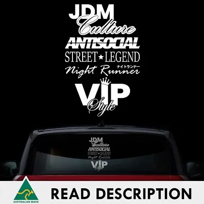 Rear Window Banner JDM Sticker Set Turbo Drift Night Runner Car Window Decal V3 • $9.90