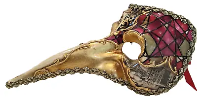 Dr. Nose  Handmade In Italy Iconic Venetian  Papier Mache Mask Red/gold • £34.99