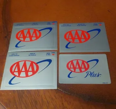 4 RARE! AAA Plus Motor Club Reflective Foil Car Decal Adhesive Bumper Stickers • $14.95