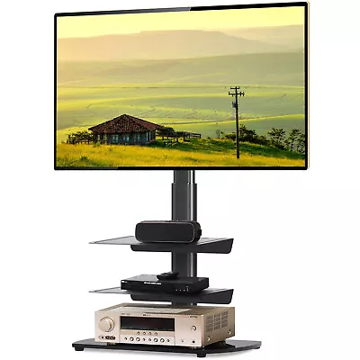 Universal Floor TV Stand With 3 Shelves And Swivel Mount For 27-55 Inch TVs New • $66.99