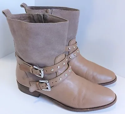 Coach  Liliana  Leather Ankle Boots Side Zip Studded Straps 6.5 • $19.99