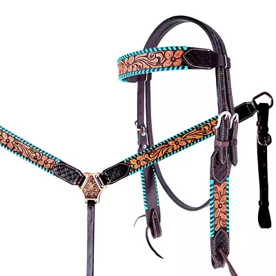 RK HILASON Western Horse Headstall Breast Collar Spur Strap Set American Leather • $54.95