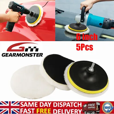£7.19 • Buy 5x Car Polisher Gross Wool Wheel Mop Polishing Pads For Drill Buffer Waxing Kit