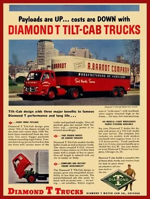 1954 Diamond T Trucks R. Brandt Furniture NEW METAL SIGN: 12 X 16  Free Ship. • $33.88