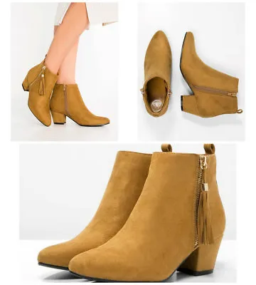 £9.99 • Buy MISSGUIDED  Women's Shoes Ankle Boots Tan Suede Many Sizes RRP £167