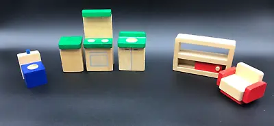 VTG Miniature Dollhouse Furniture Wooden Blocks Plan Toys • $10