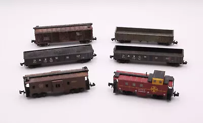 Lot Of 6 Assorted Freight Cars Boxcar Gondola Caboose Rapido Couplers N Scale • $54.99