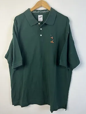 Vtg Warner Bros Daffy Duck Out Of Control Polo Shirt Mens XL Green 3 Button • $12