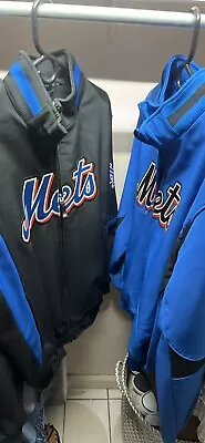 NY Mets  MAJESTIC Therma Base Dugout Large Jackets Black And Blue (2) • $150