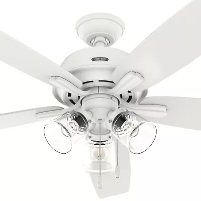 Hunter Fan 60 In Casual Matte White Indoor Ceiling Fan With Light And Pull Chain • $89.30