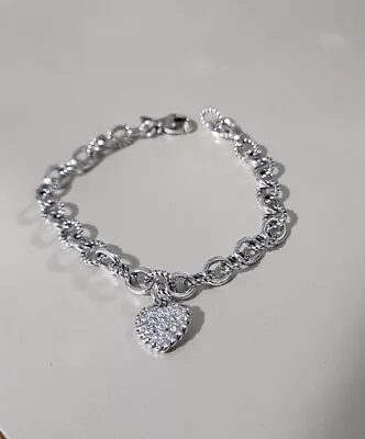 David Yurman Sterling Silver 925 Cookie Heart Cable 4.5mm Chain Bracelet • $232