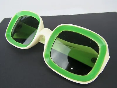 1980's Vintage WILLSON GREECE Glasses Sunglasses NEON GREEN & WHITE Rare! • $199.99