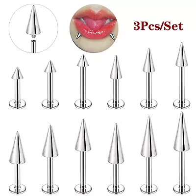 3Pcs Stainless Steel Labret Lip Piercing Large Spike Monroe Helix Tragus Jewelry • $5.79