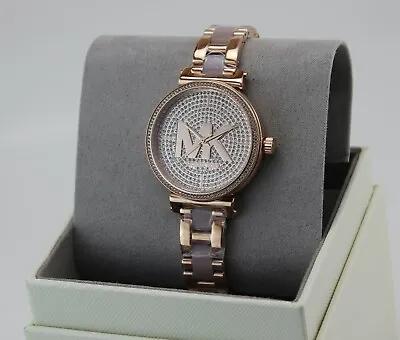 New Authentic Michael Kors Sofie Rose Gold Blush Pink Crystal Women Mk4336 Watch • $139.99
