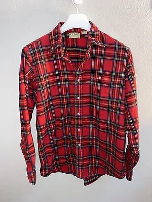 Vintage LL Bean 80s Men’s Large Red Flannel Long Sleeve • $39.99