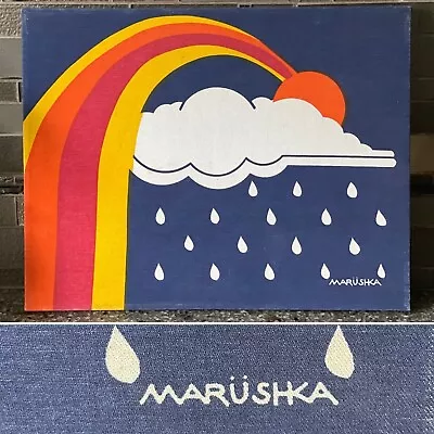 1970’s Vintage Marushka Silkscreen Print On Fabric 11” X 14” MCM Rainbow • $125