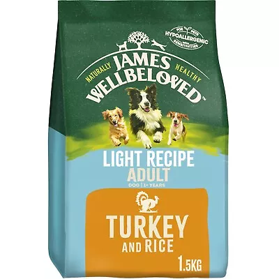 1.5kg James Wellbeloved Natural Light Adult Complete Dry Dog Food Turkey & Rice • £10.99