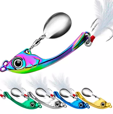 $23.52 • Buy 5* Rainbow Fishing Lures Metal Spinner Baits Bass Tackle Crankbait Spoon Trout