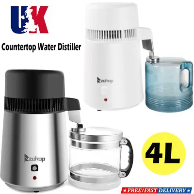 4LHome Countertop Distiller Electric Water Purifier Stainless Steel Water Filter • £65.99