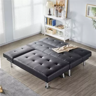 Sectional Sofa Couch Convertible Futon Sofa Bed PU Leather L Shape Chaise Lounge • $359.99