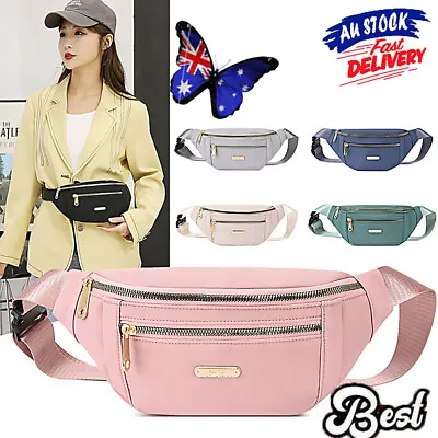 $11.79 • Buy Bum Bag Fanny Pack Travel Waist Money Belt Leather Pouch Holiday Wallet CR