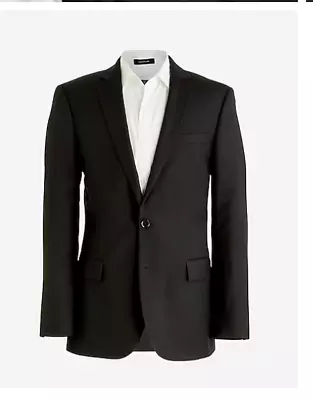 J.Crew Mens $498 Slim Thompson Suit Jacket Worsted Wool Black Size 36S G1730 • $199