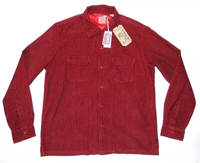 * LEVI'S * LVC Men's NEW Deluxe Shirt - Large - Red Black Dogtooth 264250002 • £74.45