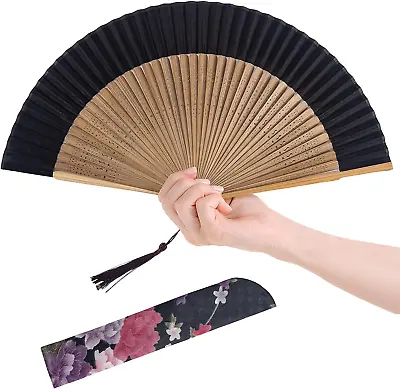 Folding Hand Fan For WomenFoldable Chinese Japanese Vintage Hand Held Bamboo • $16.99