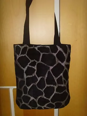 £12.99 • Buy BLACK SILVER GIRAFFE  CHENILE VELVET   12in Tote GRAB  BAG  MAGNETIC LINED