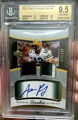 Aaron Rodgers 2005 Exquisite Auto Rc Autograph Gw Jersey #106 Bgs 9.5 Gem Mint • $74900