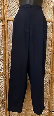 Amanda Smith Womens Pleated Dress Pants Size 12 Navy Blue 100% Pure Wool Lined  • $17.99