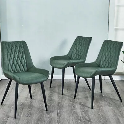 2pcs Dining Chairs Set Faux Leather Back Seat Metal Legs Restaurant Hotel Chair • £115.99